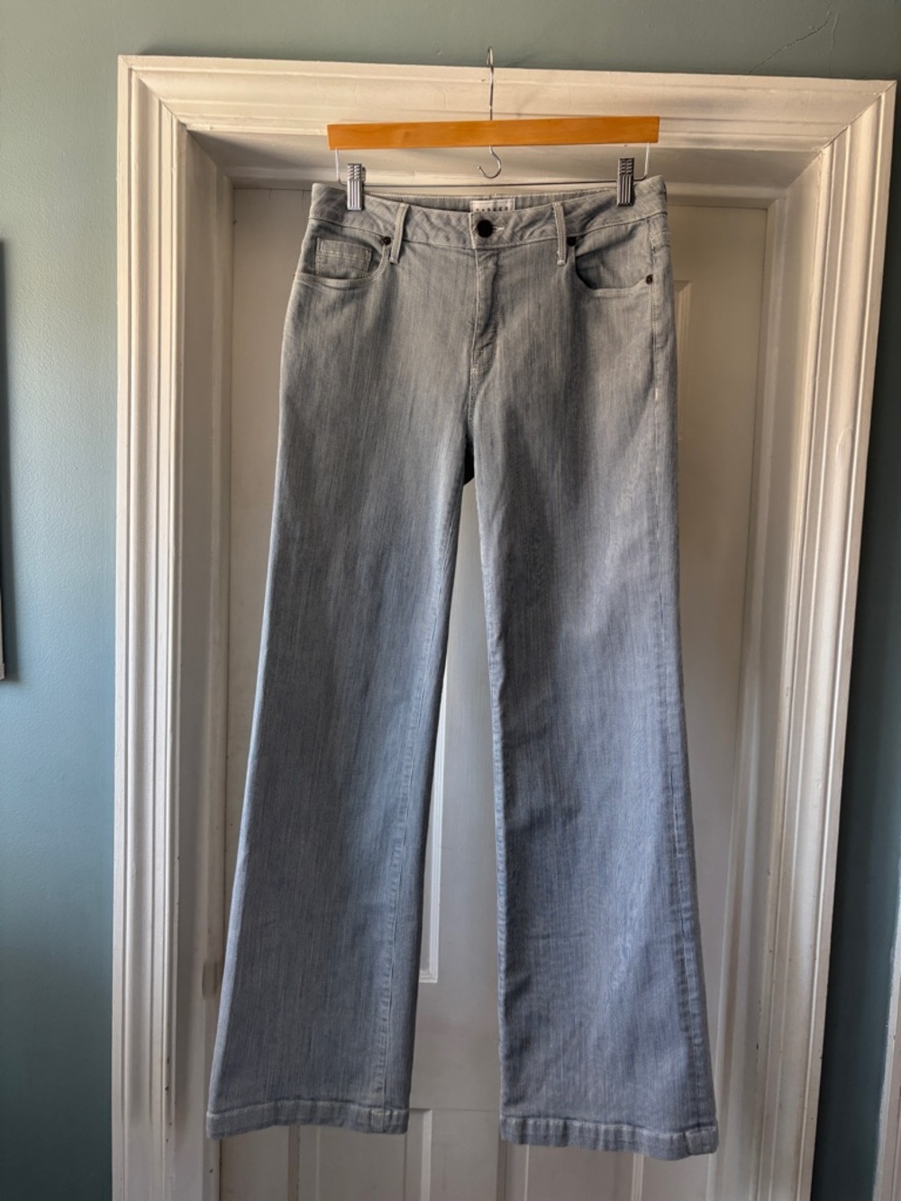 Parker Smith Railroad Striped Pinstripe Wide Leg Jeans Size 30 EU 10 US - Picture 2 of 15